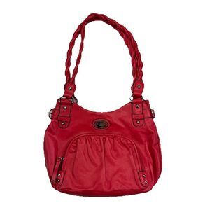 Red Rosetti Shoulder Purse Handbag Faux Leather Twist Strap